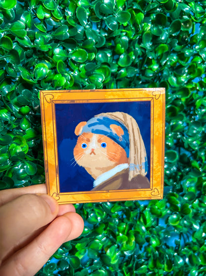 Kitty With the Pearl Earring Sticker